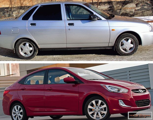 Vehiculele LADA Priora și Hyundai Accent, datorate mai multor factori, au devenit concurenți pe piața rusă.