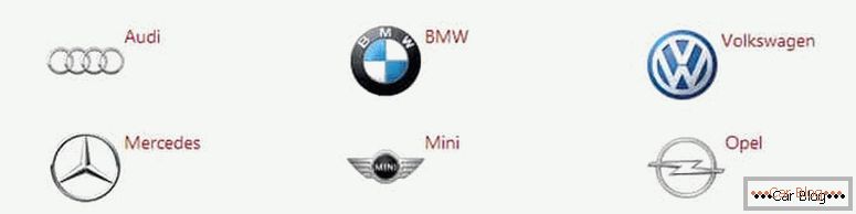 în cazul în care pentru a găsi o listă de mărci de automobile germane