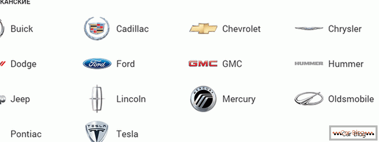 cum să alegi toate mărcile de mașini americane și insignele lor cu nume și fotografii
